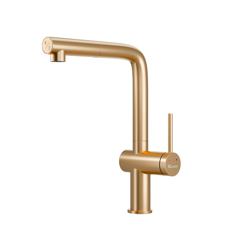 Vòi rửa bát dây rút KONOX Stream Smart Champagne Chính hãng