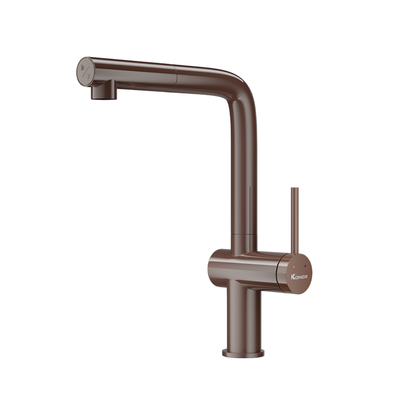 Vòi rửa bát dây rút KONOX Stream Smart Choco Chính hãng