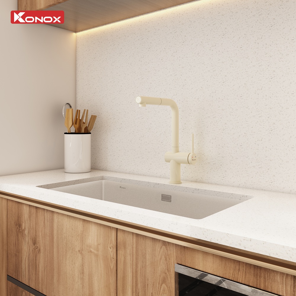 Vòi rửa bát dây rút KONOX Stream Smart Nude Chính hãng - Ảnh 3