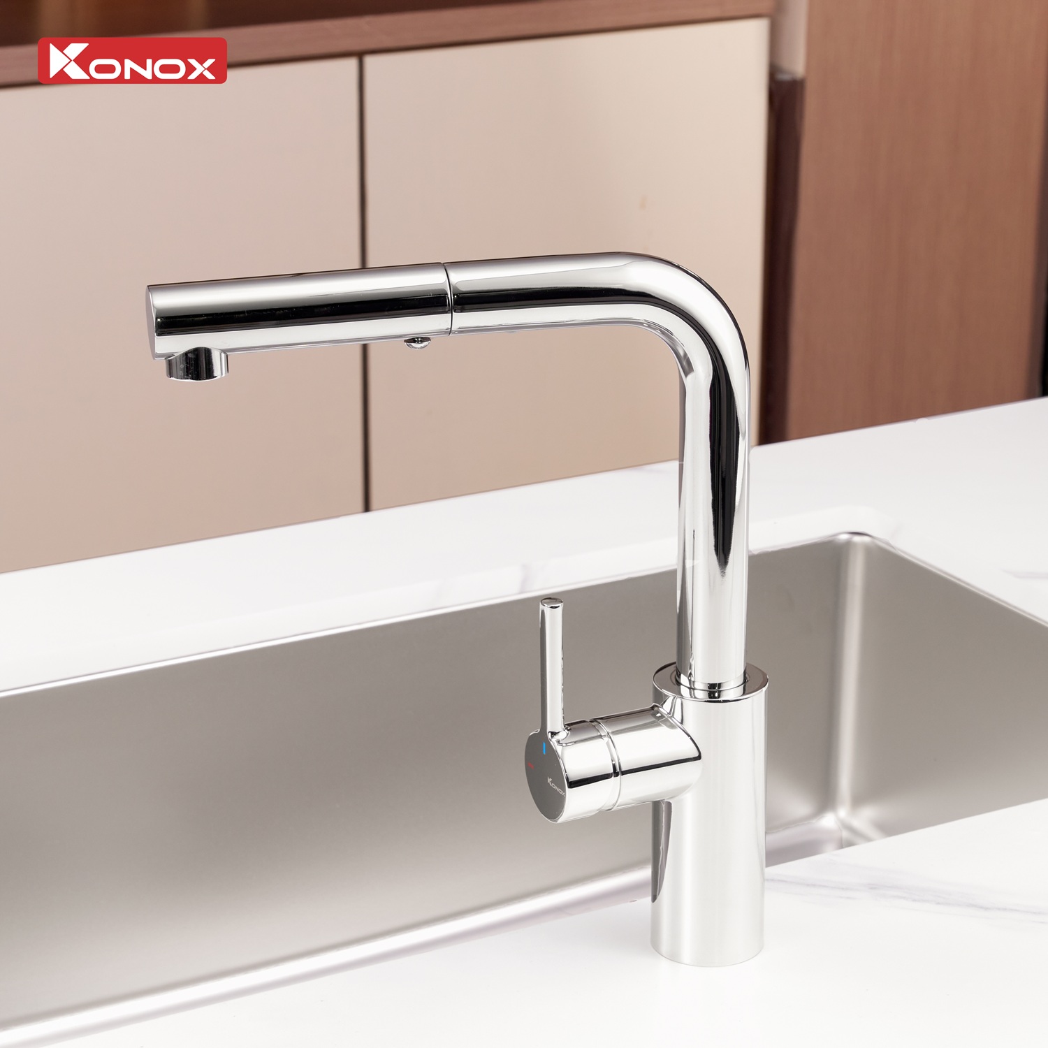 Vòi rửa bát dây rút KONOX Vira Chrome Chính hãng - Ảnh 4