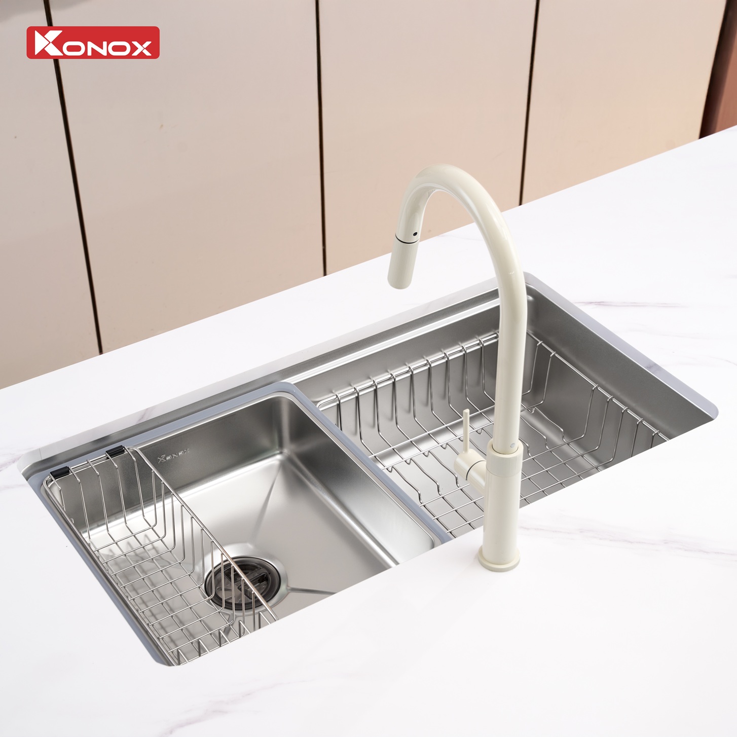 Chậu rửa bát bề mặt mịn Konox Tari 780SM chính hãng giá tốt - Ảnh 5