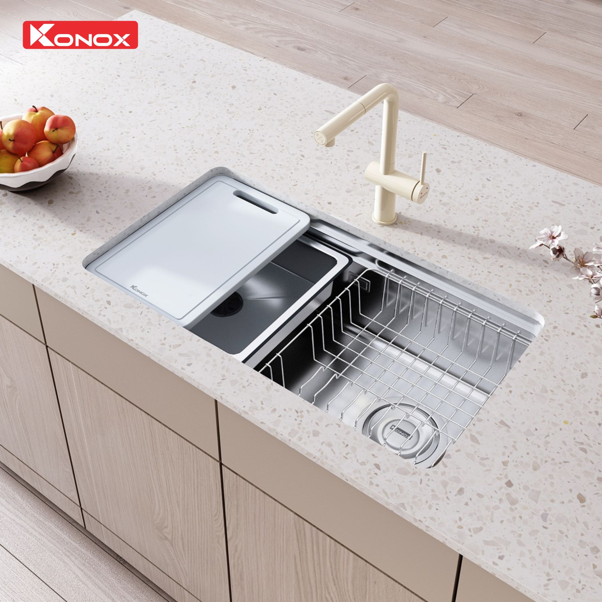 Chậu rửa bát bề mặt mịn Konox Tari 780SM chính hãng giá tốt - Ảnh 4