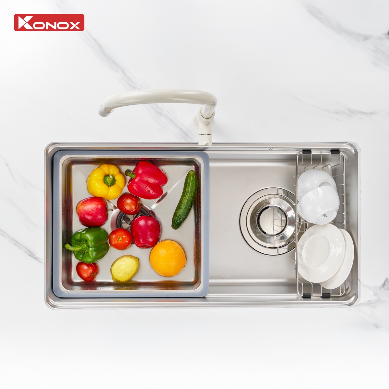 Chậu rửa bát bề mặt mịn Konox Tari 780SM chính hãng giá tốt - Ảnh 3
