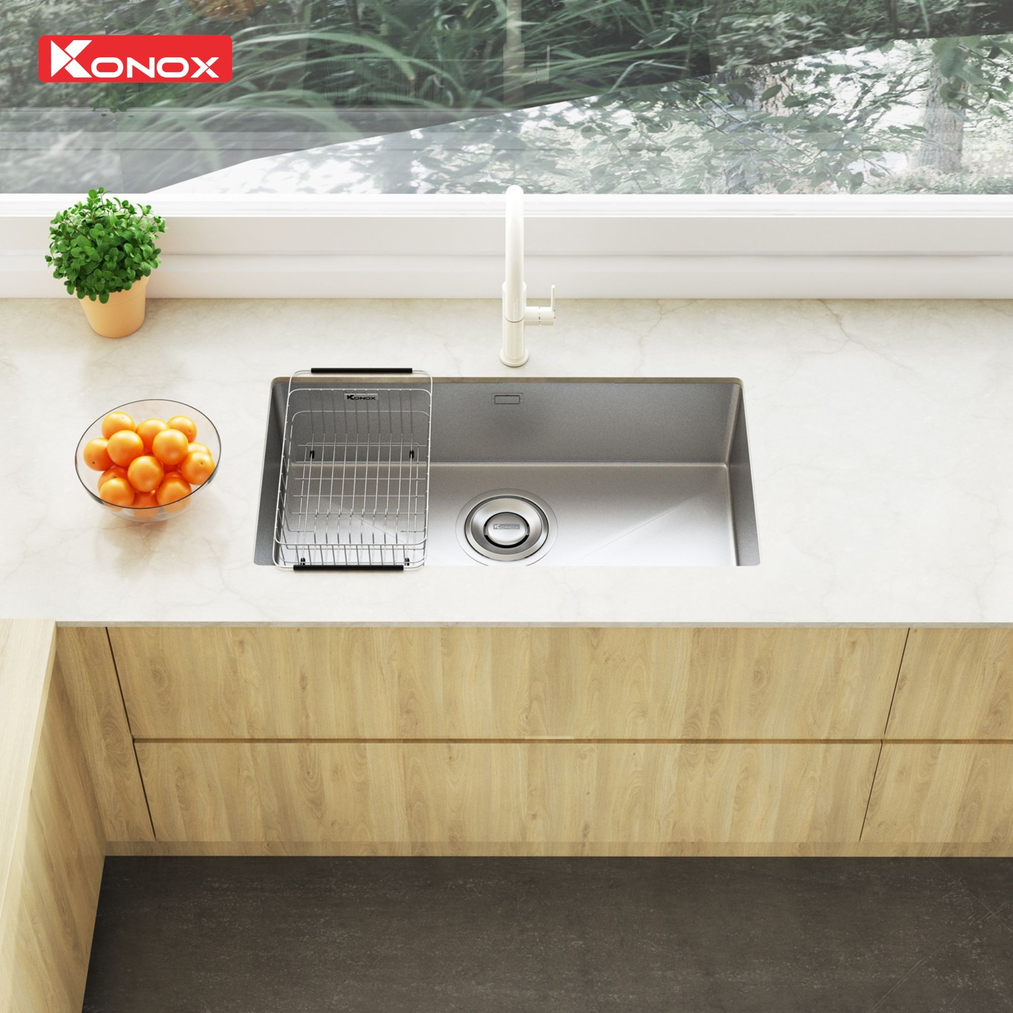 Chậu rửa bát bề mặt mịn Konox Tari 870SM giá tốt tại Luxehouse - Ảnh 3