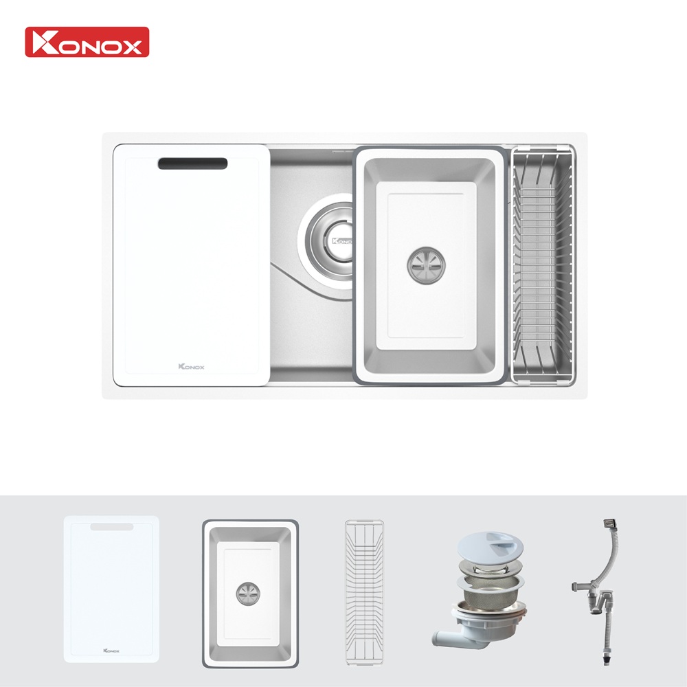Chậu rửa bát bề mặt mịn Konox Tari 8748SM giá tốt tại Luxehouse - Ảnh 5
