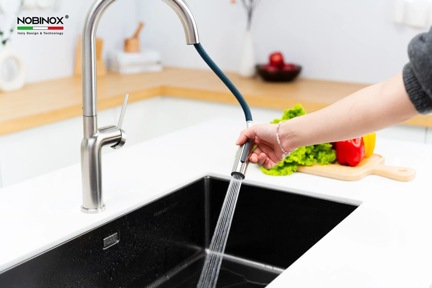 Vòi Rửa Bát Dây Rút NOBINOX ADORA NX992 Chính hãng giá tốt - Ảnh 4