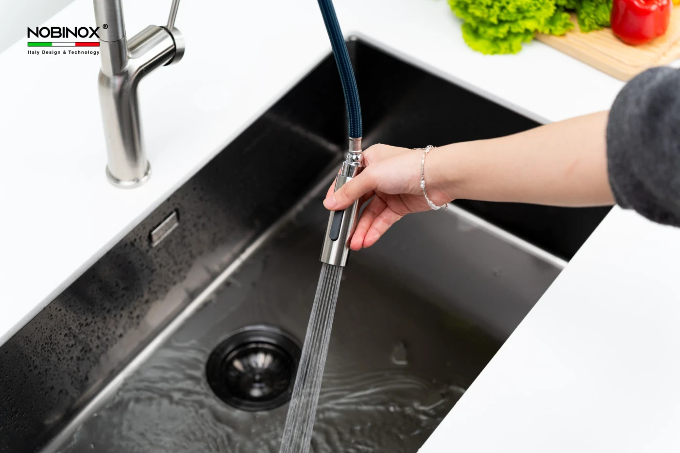 Vòi Rửa Bát Dây Rút NOBINOX ADORA NX992 Chính hãng giá tốt - Ảnh 3