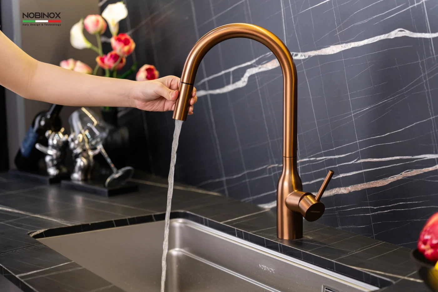 Vòi Rửa Bát Dây Rút NOBINOX AQUA NX662T Chính hãng giá tốt - Ảnh 3