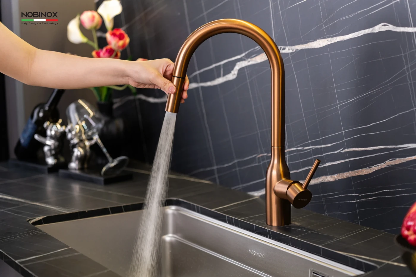 Vòi Rửa Bát Dây Rút NOBINOX AQUA NX662T Chính hãng giá tốt - Ảnh 2