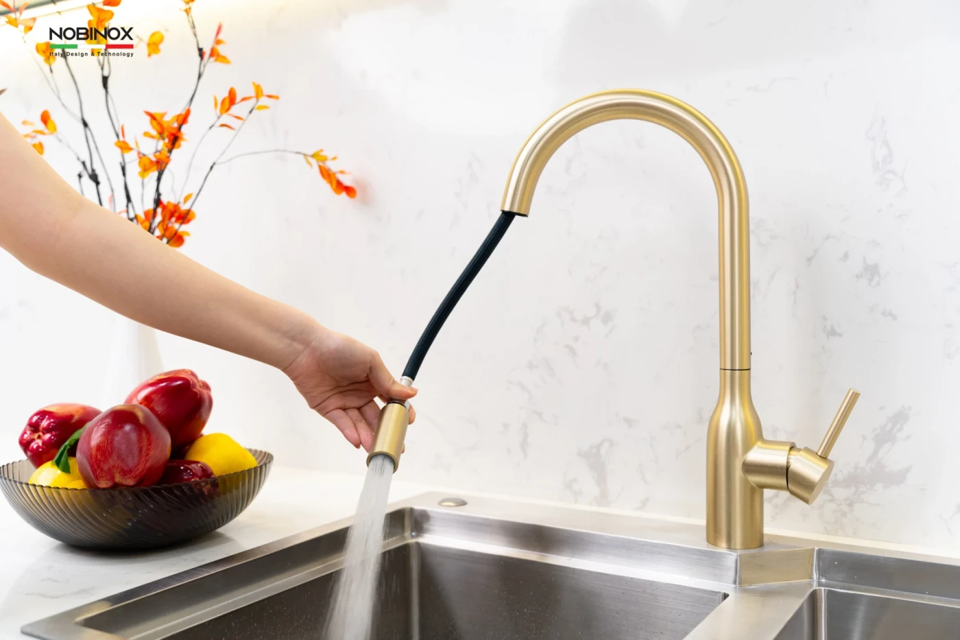 Vòi Rửa Bát Dây Rút NOBINOX AQUA NX663V Chính hãng giá tốt - Ảnh 3