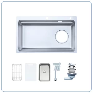 Chậu Rửa Bát 1 Hố NOBINOX ARVO V775 Tặng vòi dây rút