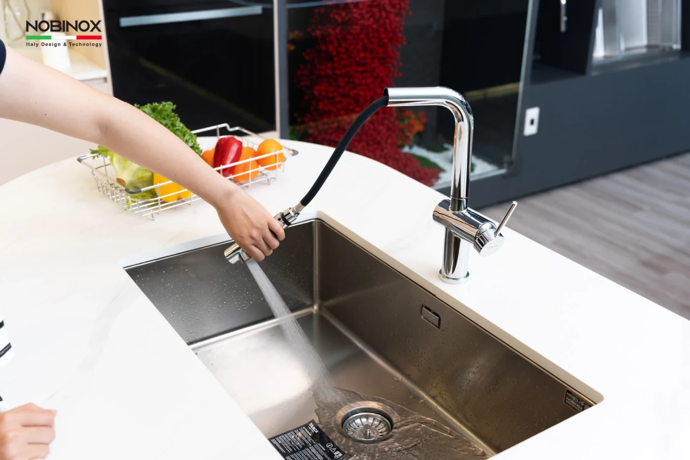 Vòi Rửa Bát Dây Rút NOBINOX BIANCO NX601 Chính hãng giá tốt - Ảnh 3