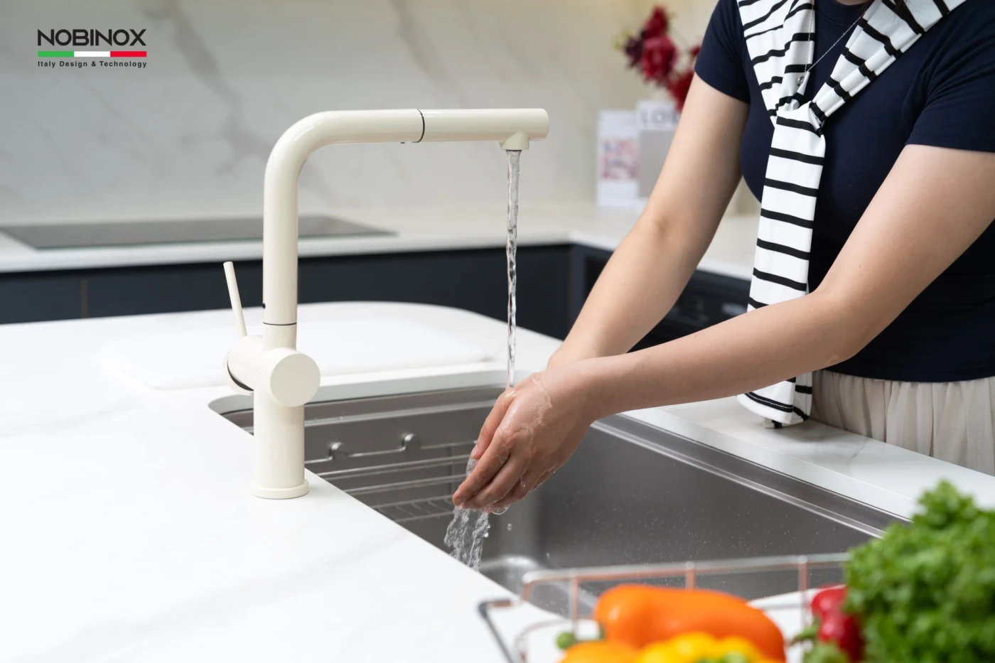 Vòi Rửa Bát Dây Rút NOBINOX BIANCO NX602 Chính hãng giá tốt - Ảnh 3