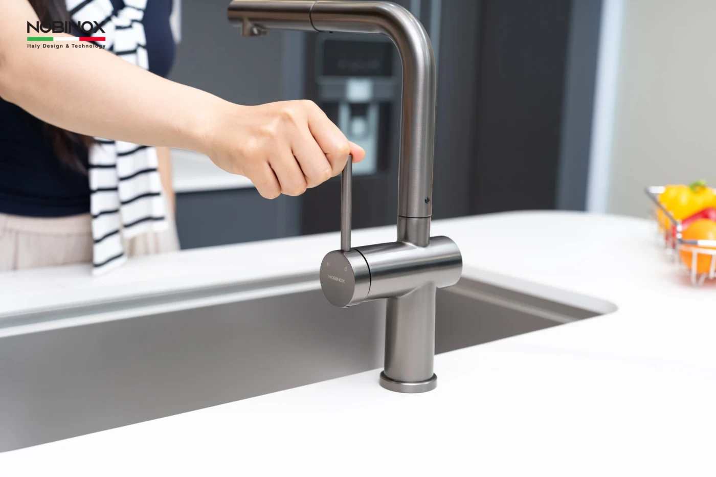 Vòi Rửa Bát Dây Rút NOBINOX BIANCO NX603 Chĩnh hãng giá tốt - Ảnh 5