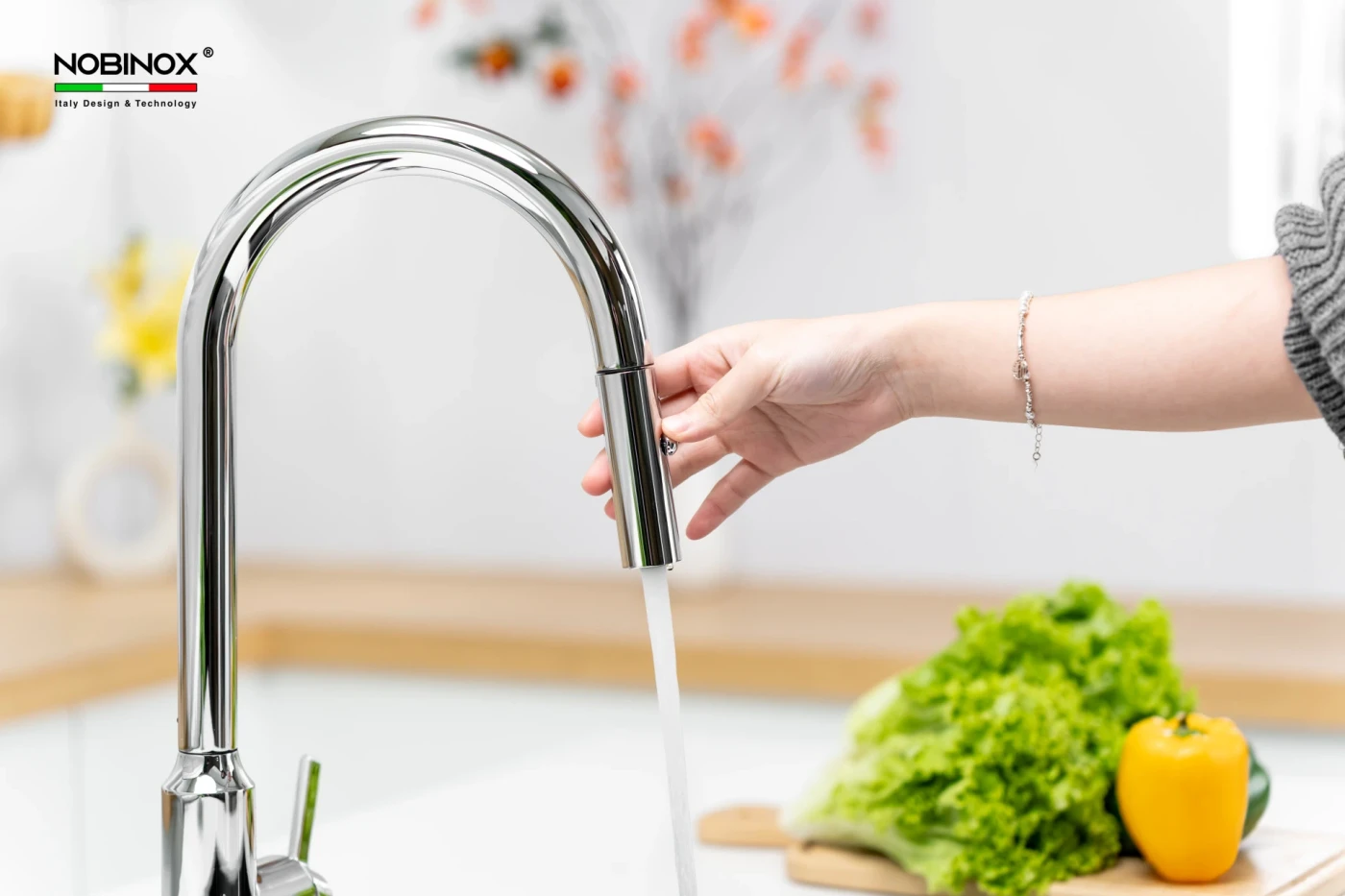 Vòi Rửa Bát Dây Rút NOBINOX IVY NX202 Chính hãng giá tốt - Ảnh 3
