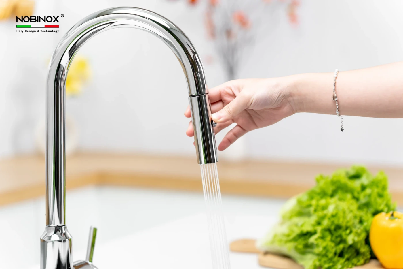 Vòi Rửa Bát Dây Rút NOBINOX IVY NX202 Chính hãng giá tốt - Ảnh 2
