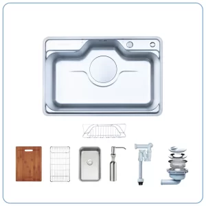 Chậu Rửa Bát 1 Hố NOBINOX LIKEN NL724D Tặng vòi dây rút