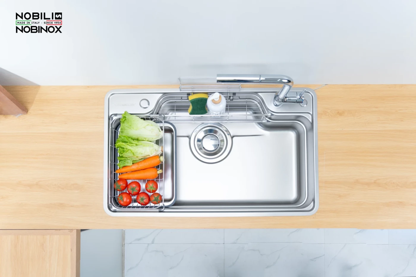 Chậu Rửa Bát 1 Hố NOBINOX LIKEN NL792D Tặng vòi dây rút - Ảnh 6
