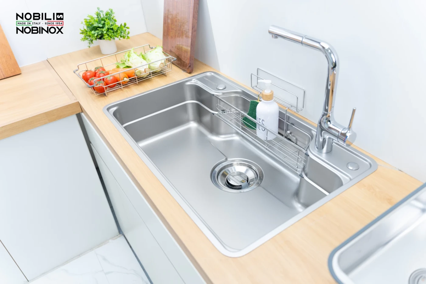 Chậu Rửa Bát 1 Hố NOBINOX LIKEN NL792D Tặng vòi dây rút - Ảnh 5