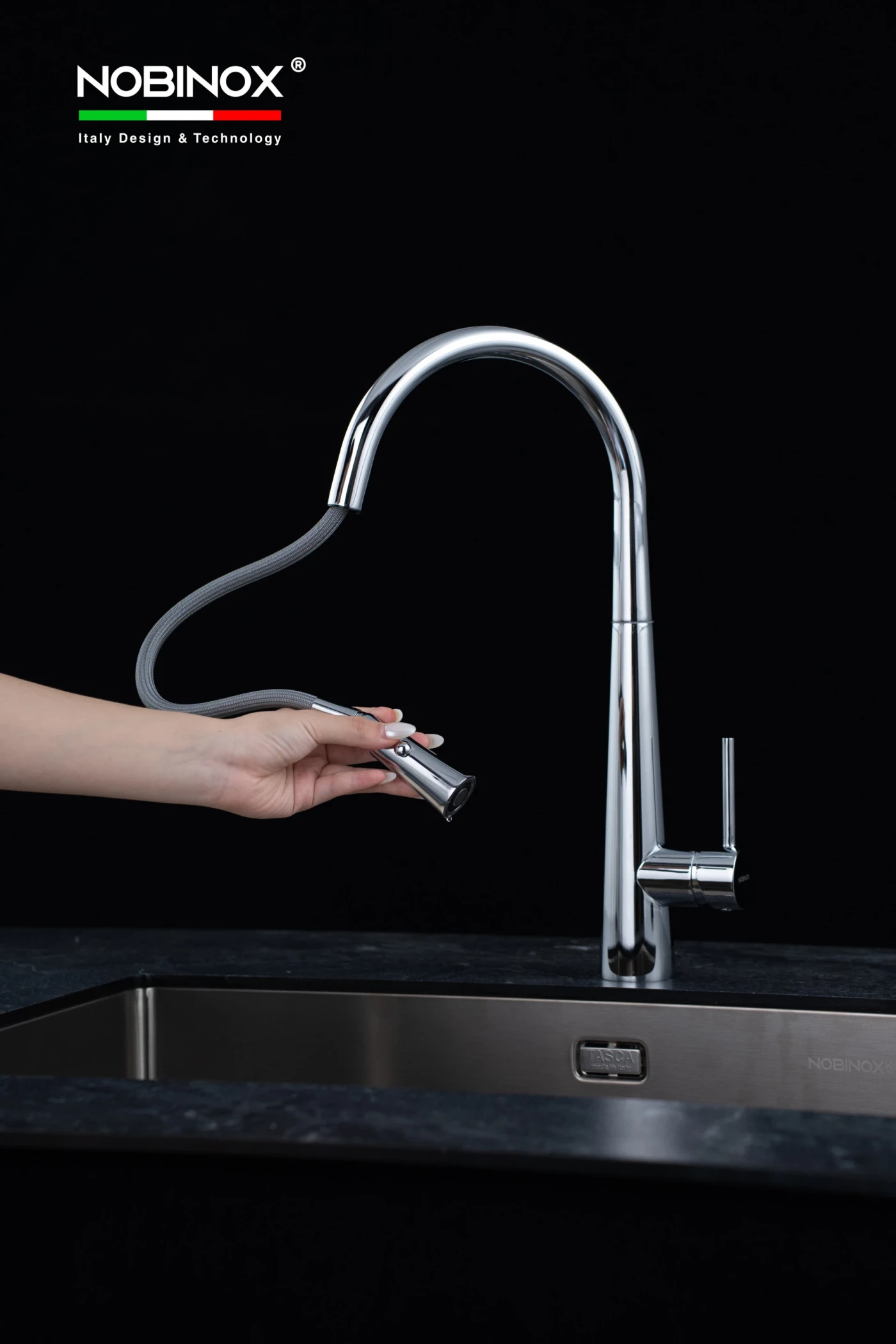 Vòi Rửa Bát Dây Rút NOBINOX LOTUS 640 Chính hãng giá tốt - Ảnh 4