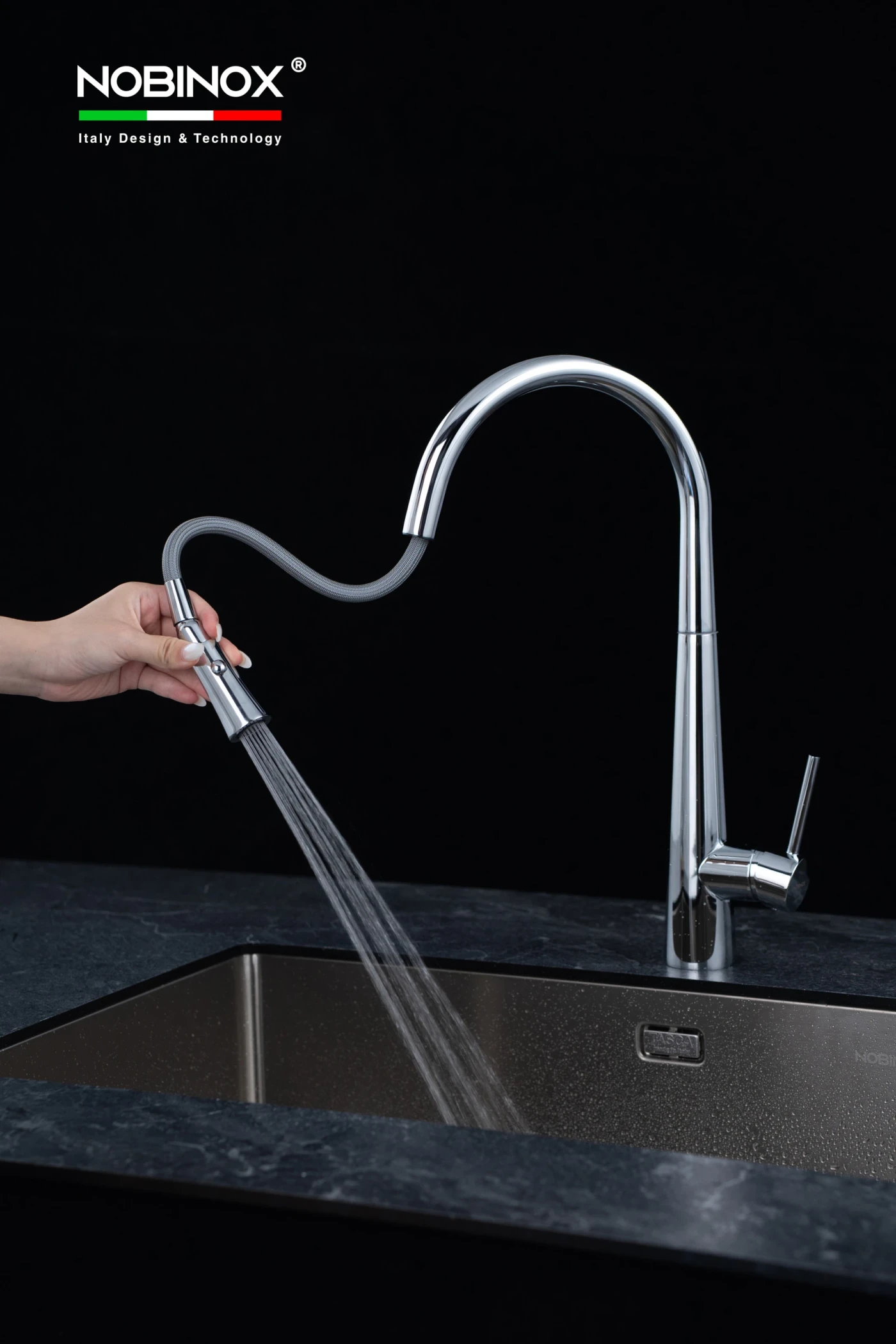 Vòi Rửa Bát Dây Rút NOBINOX LOTUS 640 Chính hãng giá tốt - Ảnh 3