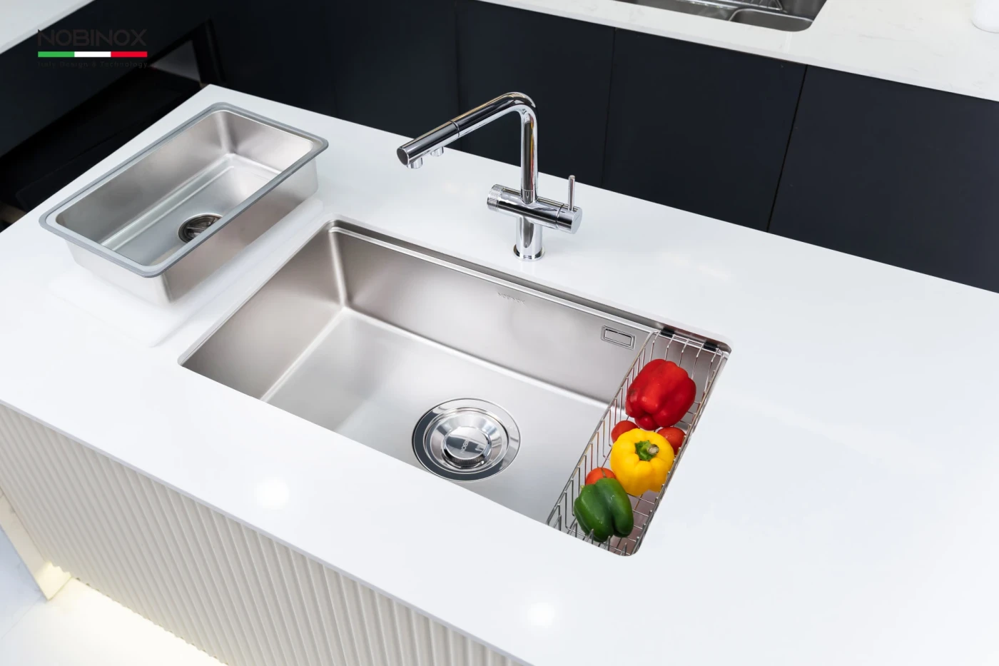 Chậu Rửa Bát 1 Hố NOBINOX ROSA NN974DT Tặng vòi dây rút - Ảnh 7