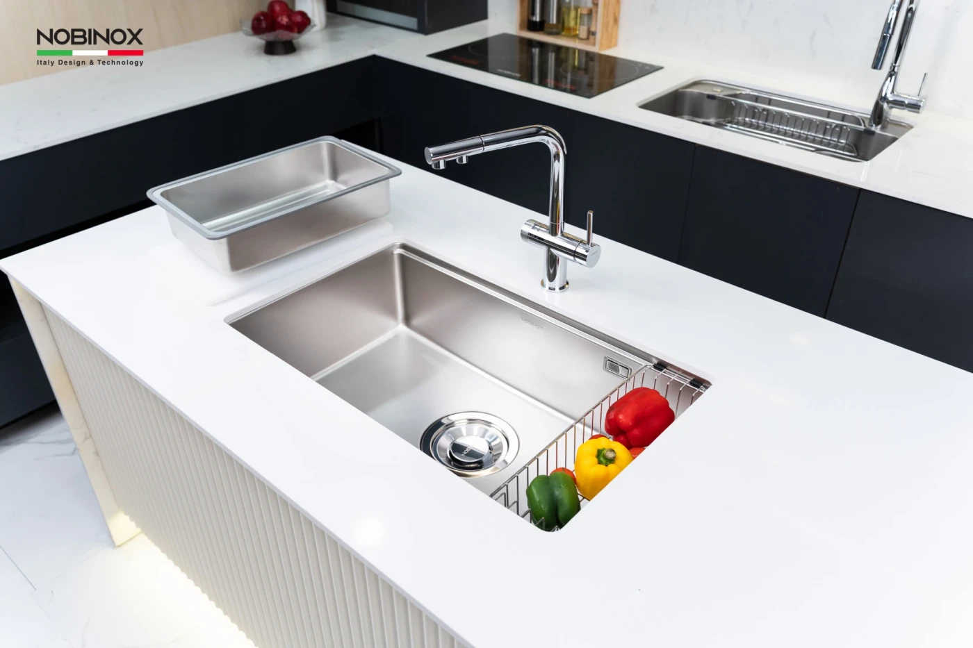 Chậu Rửa Bát 1 Hố NOBINOX ROSA NN974DT Tặng vòi dây rút - Ảnh 5