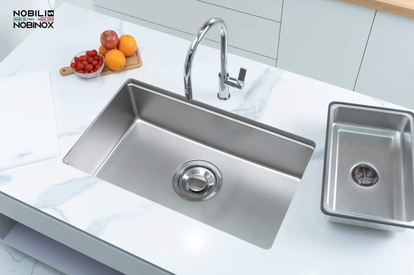 Chậu Rửa Bát 1 Hố NOBINOX ROSA NN974DT Tặng vòi dây rút - Ảnh 3
