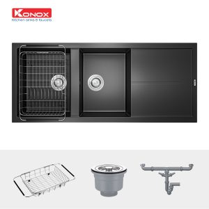 Chậu rửa bát KONOX Granite Sink Livello Smart 1160 – Black Nhập Khẩu Ý