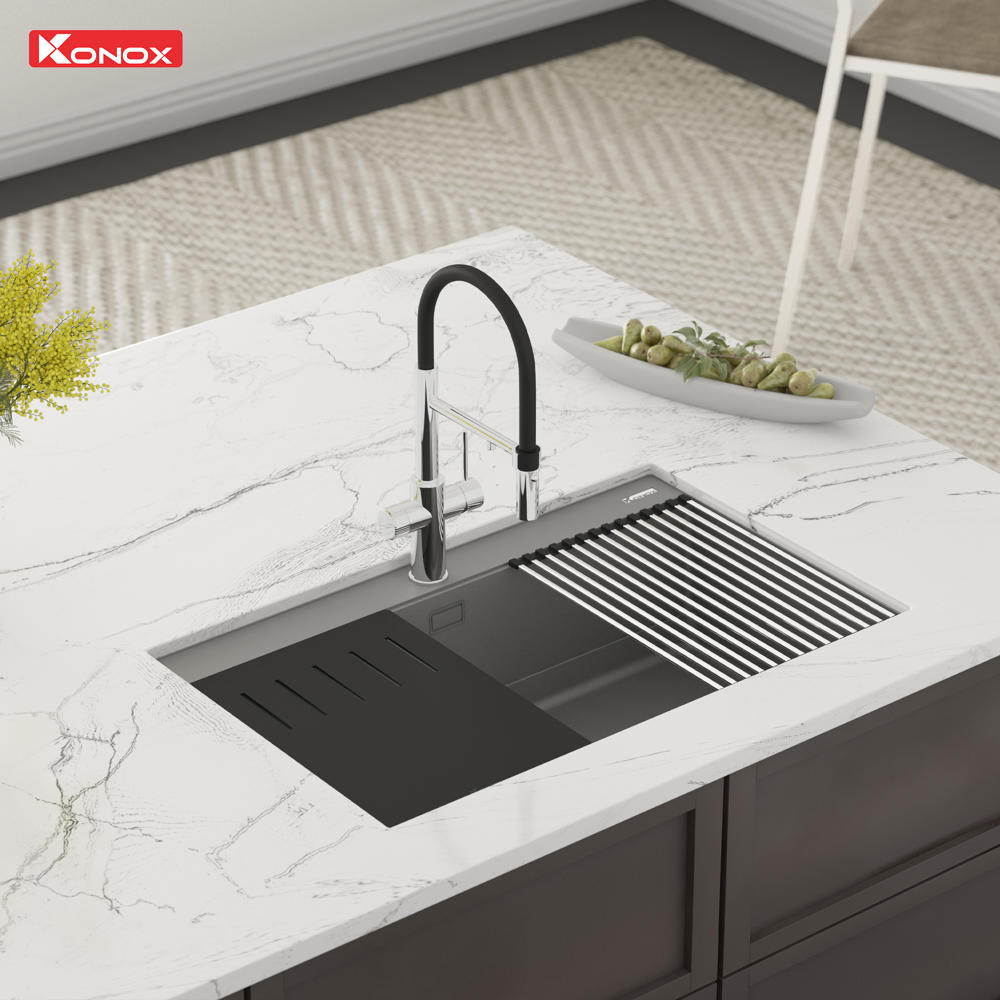 Chậu rửa bát đá KONOX Granite Sink Terra 790S Grey Nhập khẩu Ý - Ảnh 2