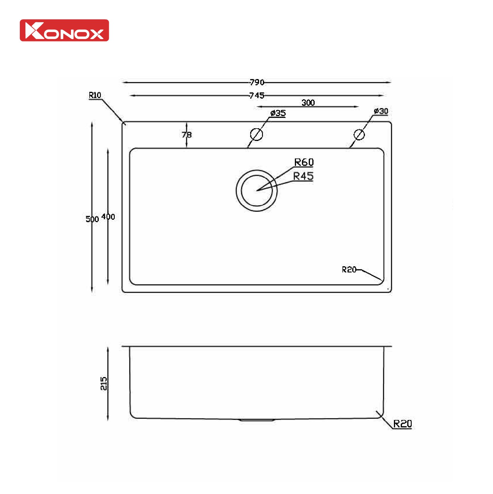 Chậu rửa bát KONOX Turkey Sink STELO 790 Chính hãng - Ảnh 2