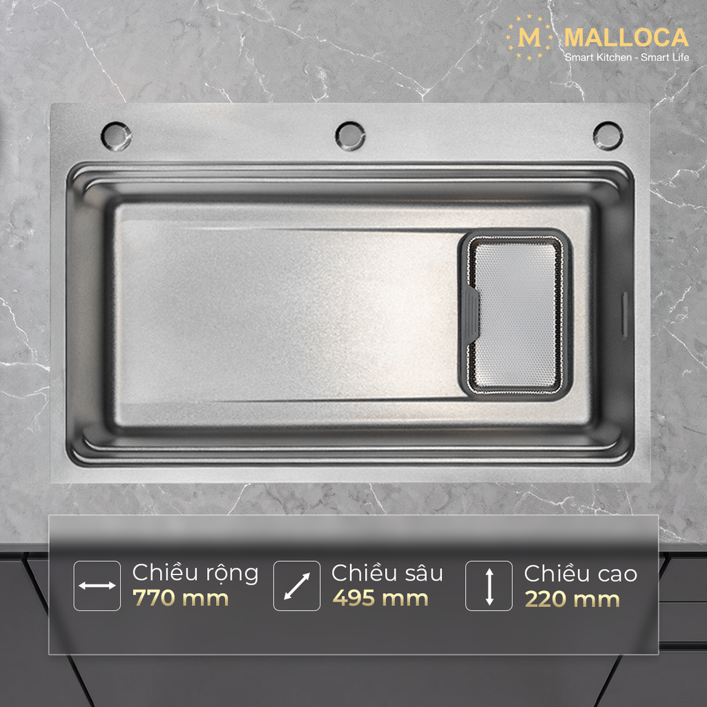 Chậu rửa chén Malloca SILVER MS7750SI Chính hãng giá tốt - Ảnh 5