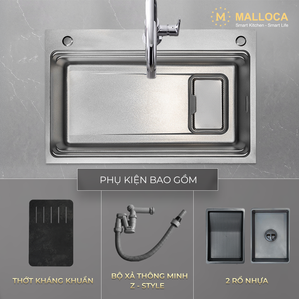 Chậu rửa chén Malloca SILVER MS7750SI Chính hãng giá tốt - Ảnh 4