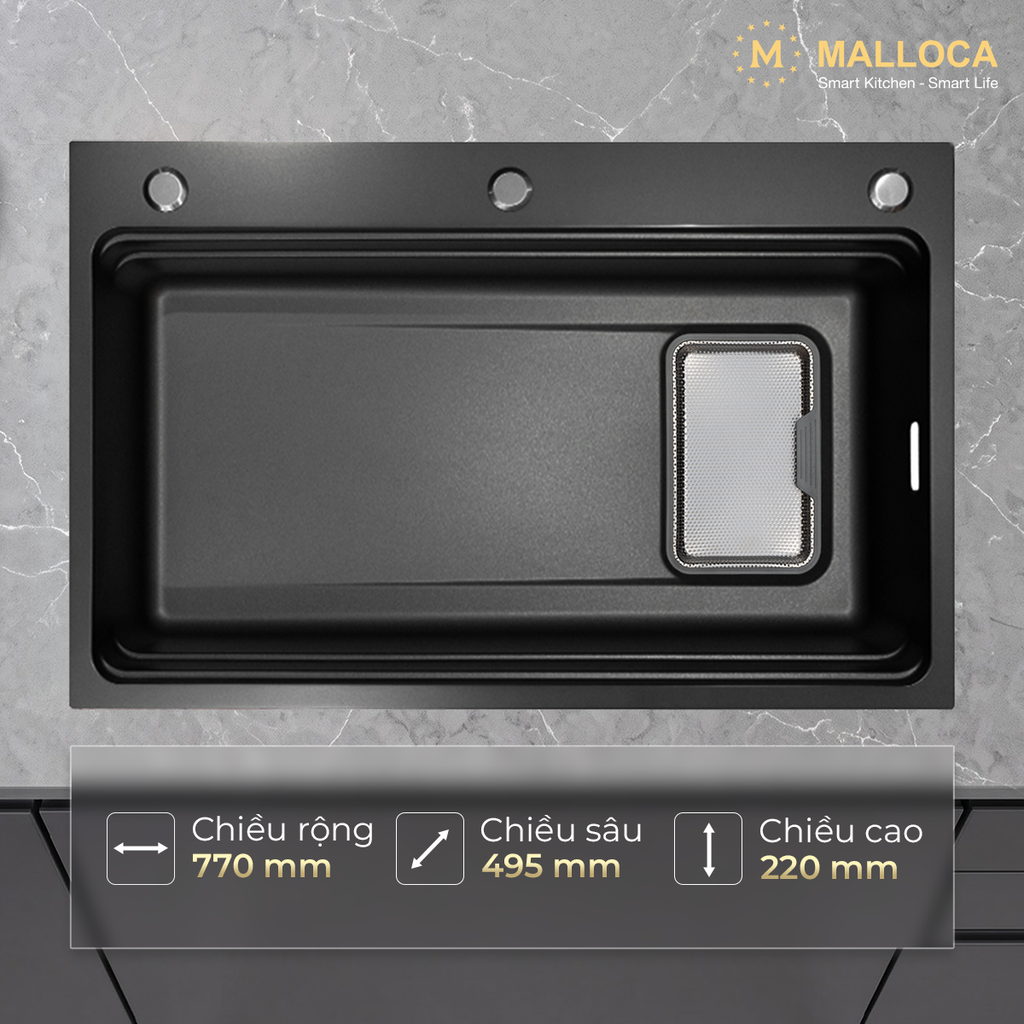 Chậu rửa chén Malloca VOLCANIC MS7750GR Chính hãng giá tốt - Ảnh 4