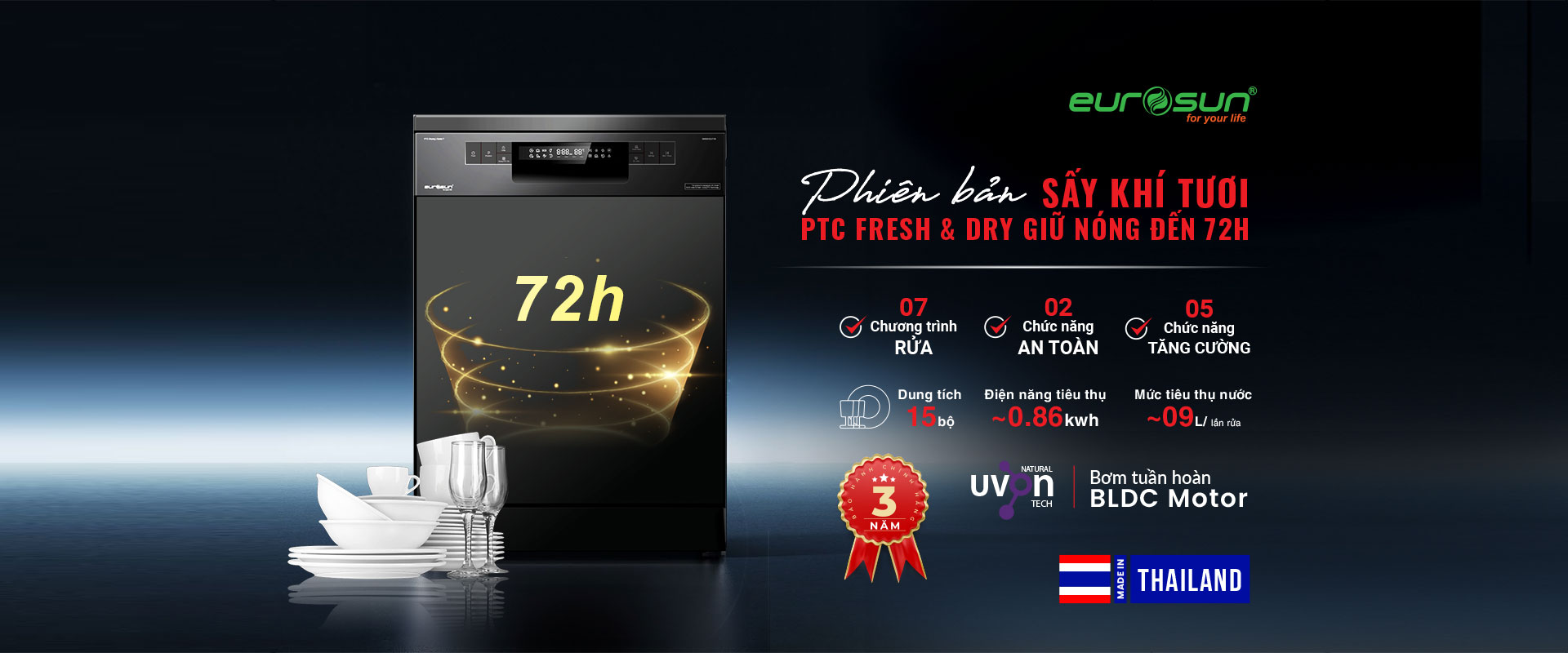 Máy rửa bát Eurosun SMS81EU71B Chính hãng| Giá tốt - Ảnh 8