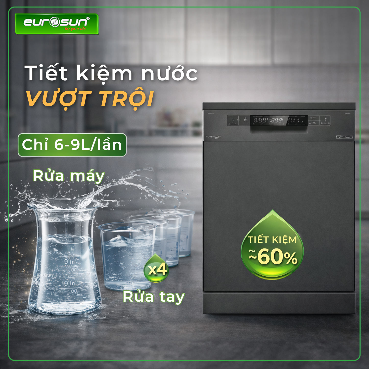 Máy rửa bát Eurosun SMS81EU71B Chính hãng| Giá tốt - Ảnh 3